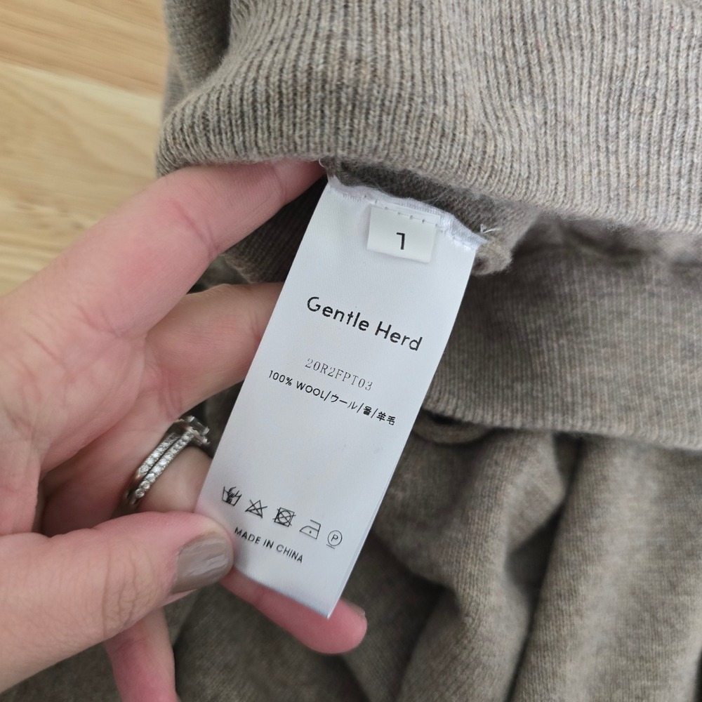 NWT Gentle Herd Women's 100% Wool Knit Lounge Pants Size 1 (US XS) Brown Elastic - Picture 4 of 9